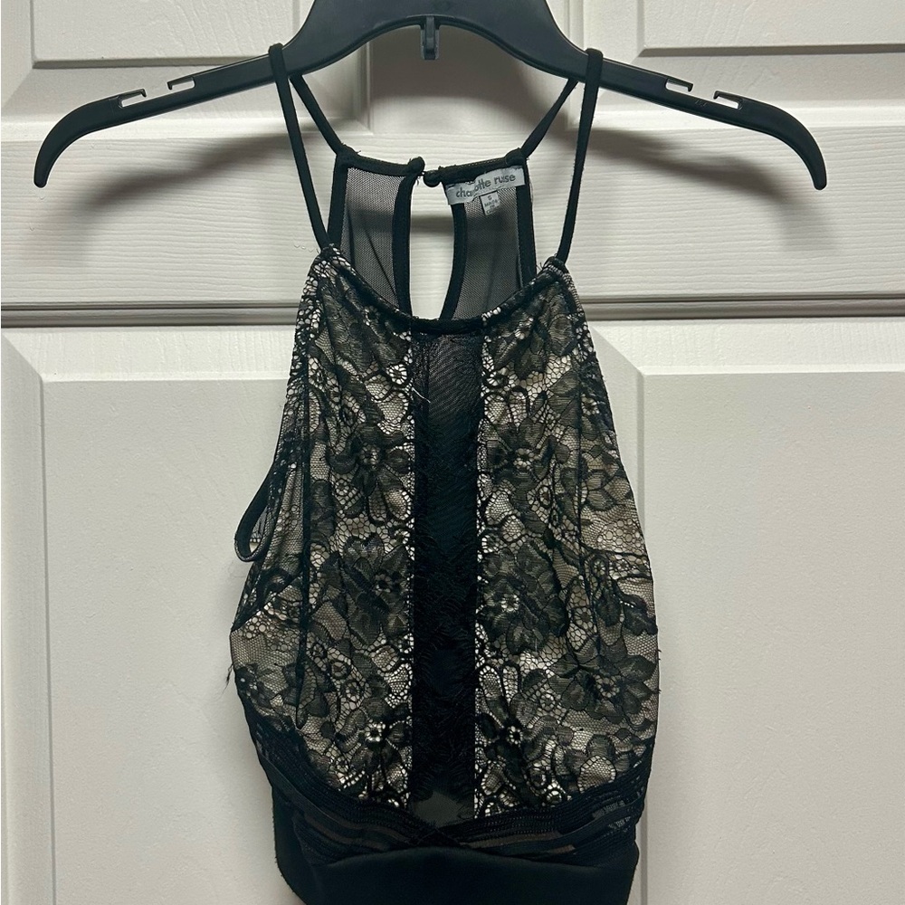 Charlotte Russe Black Lace Halter Camisole